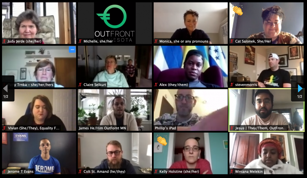 Attendees of the OutFront Minnesota's Virtual Town Hall on Sunday, April 26th